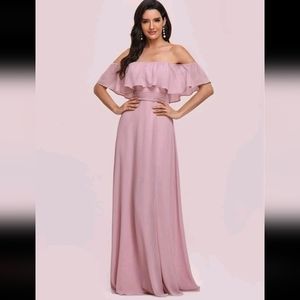 Off-Shoulder Thigh Slit Ruched Formal Dress